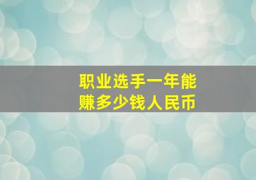 职业选手一年能赚多少钱人民币