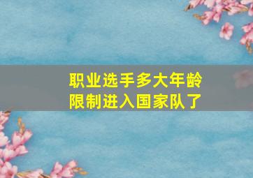 职业选手多大年龄限制进入国家队了