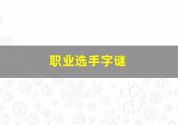 职业选手字谜