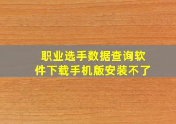 职业选手数据查询软件下载手机版安装不了