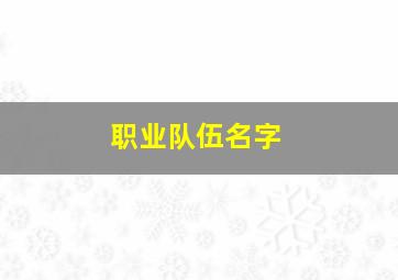 职业队伍名字