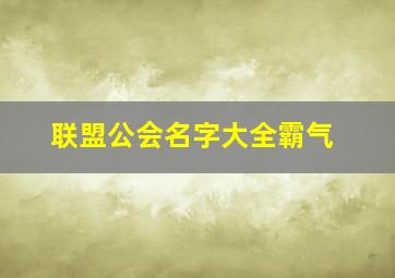 联盟公会名字大全霸气