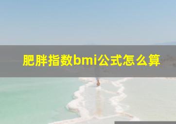 肥胖指数bmi公式怎么算