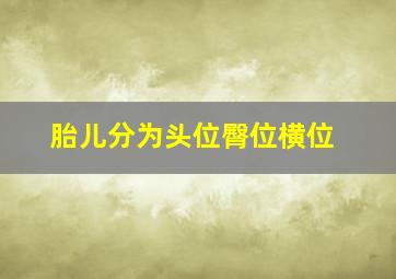 胎儿分为头位臀位横位