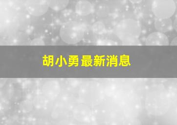 胡小勇最新消息