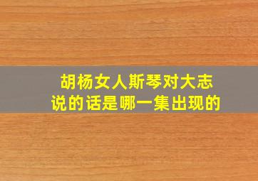 胡杨女人斯琴对大志说的话是哪一集出现的