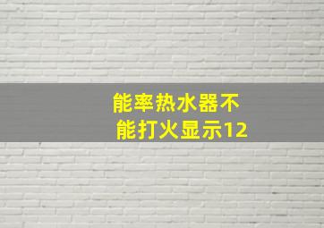 能率热水器不能打火显示12