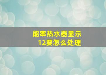 能率热水器显示12要怎么处理