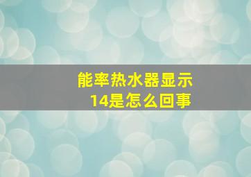 能率热水器显示14是怎么回事