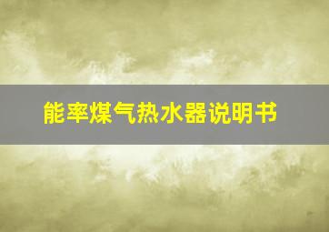 能率煤气热水器说明书