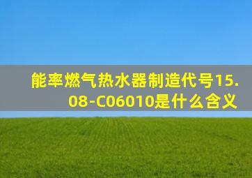 能率燃气热水器制造代号15.08-C06010是什么含义