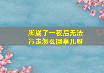 脚崴了一夜后无法行走怎么回事儿呀