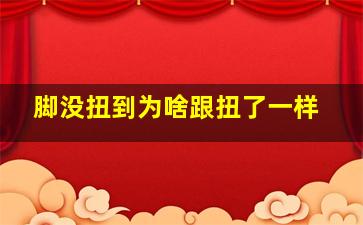 脚没扭到为啥跟扭了一样