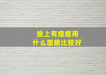 脸上有痘痘用什么面膜比较好