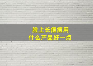 脸上长痘痘用什么产品好一点