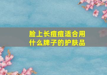 脸上长痘痘适合用什么牌子的护肤品