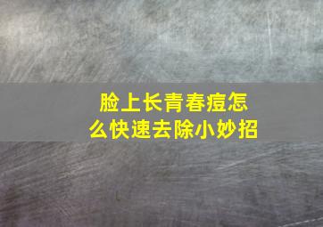 脸上长青春痘怎么快速去除小妙招