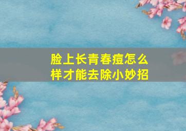 脸上长青春痘怎么样才能去除小妙招