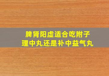 脾肾阳虚适合吃附子理中丸还是补中益气丸