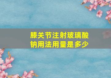 膝关节注射玻璃酸钠用法用量是多少