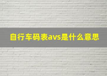 自行车码表avs是什么意思