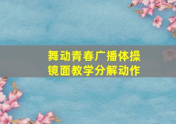 舞动青春广播体操镜面教学分解动作