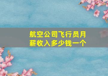 航空公司飞行员月薪收入多少钱一个