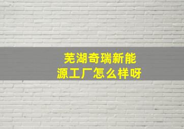 芜湖奇瑞新能源工厂怎么样呀