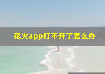 花火app打不开了怎么办