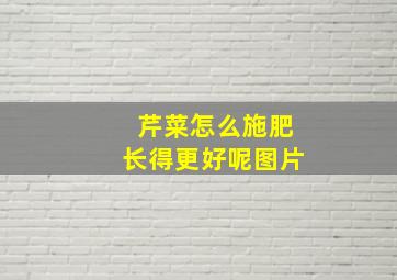 芹菜怎么施肥长得更好呢图片