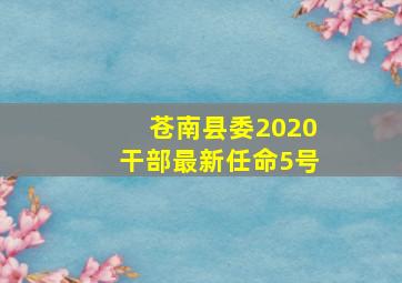 苍南县委2020干部最新任命5号