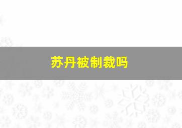 苏丹被制裁吗