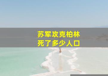 苏军攻克柏林死了多少人口