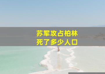 苏军攻占柏林死了多少人口