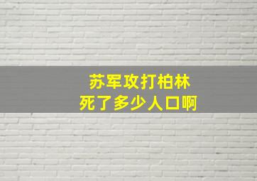 苏军攻打柏林死了多少人口啊