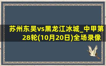 苏州东吴vs黑龙江冰城_中甲第28轮(10月20日)全场录像