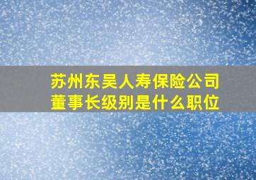 苏州东吴人寿保险公司董事长级别是什么职位