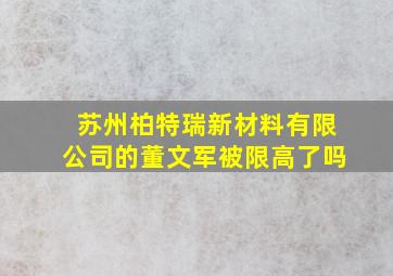 苏州柏特瑞新材料有限公司的董文军被限高了吗