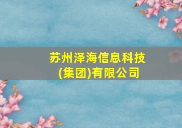 苏州泽海信息科技(集团)有限公司