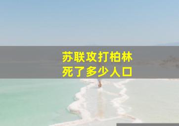 苏联攻打柏林死了多少人口