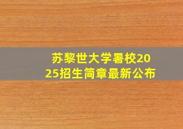 苏黎世大学暑校2025招生简章最新公布