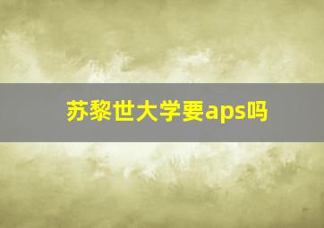 苏黎世大学要aps吗