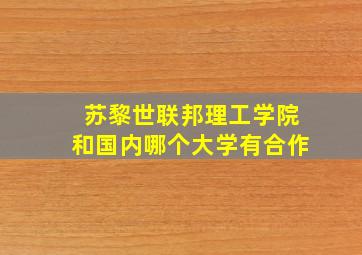 苏黎世联邦理工学院和国内哪个大学有合作