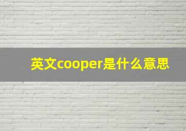 英文cooper是什么意思