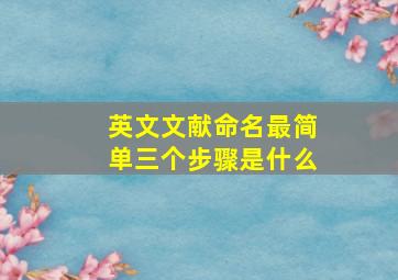 英文文献命名最简单三个步骤是什么