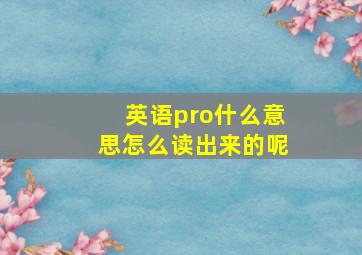 英语pro什么意思怎么读出来的呢