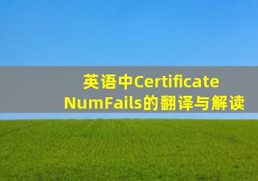 英语中CertificateNumFails的翻译与解读