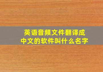 英语音频文件翻译成中文的软件叫什么名字