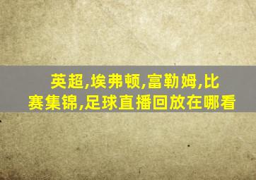 英超,埃弗顿,富勒姆,比赛集锦,足球直播回放在哪看