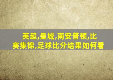 英超,曼城,南安普顿,比赛集锦,足球比分结果如何看